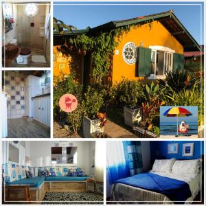 un collage de cuatro fotos de una casa en Chalés Villa Bella, en Florianópolis