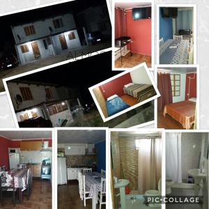 een collage van foto's van een keuken en een huis bij Complejo Celeste in Chuí