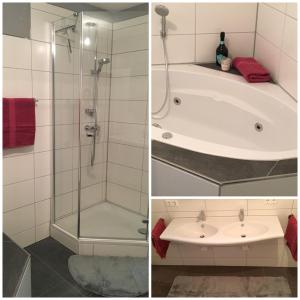Baðherbergi á Ferienwohnung Unsere Mühle