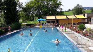 a group of people swimming in a swimming pool at Ferienwohnungen Veit in Aigen im Mühlkreis