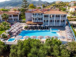 an aerial view of a resort with a pool and umbrellas at Anamar Zante Hotel in Argassi