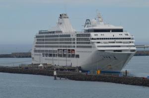 a cruise ship is docked at a dock at Ocean views in Portland
