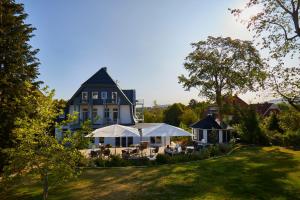 une grande maison avec une pelouse devant elle dans l'établissement LIONO BoutiqueHotel, à Goslar