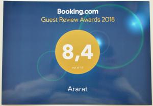 Certifikát, ocenenie alebo iný dokument vystavený v ubytovaní ArArAt Hostel
