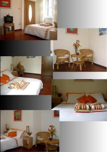 a collage of four pictures of a hotel room at AL PONTEROSSO in Trieste