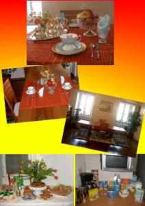 un collage di immagini di un tavolo con sopra del cibo di AL PONTEROSSO a Trieste