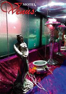 Auto Hotel Venus في خالابا: تمثال لامرأة تقف في غرفة