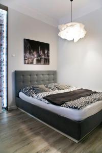 1 dormitorio con 1 cama grande en una habitación en Cichy apartament w centrum Krakowa Salwator, en Cracovia