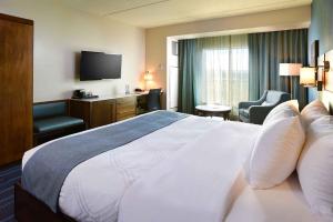 um quarto de hotel com uma cama grande e uma televisão em Tioga Downs Casino and Resort em Nichols