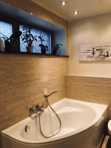 a bathroom with a bath tub in a room at 365 in Jūrmala +30 photos