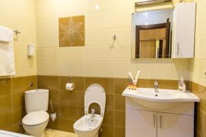 łazienka z toaletą i umywalką w obiekcie Tbilisi Comfort Apartment w mieście Tbilisi City