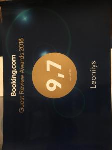 Certifikát, hodnocení, plakát nebo jiný dokument vystavený v ubytování Leonilys