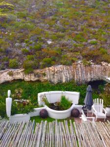 a bath tub with plants in it sitting on a table at Agulhas Ocean House in Agulhas