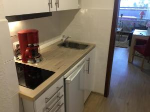 Kuchyň nebo kuchyňský kout v ubytování Gemütliche 1Z FeWo in Schönwald mit Balkon, Schwimmbad, Sauna, Fitness