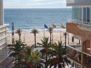 a view of a beach with palm trees and the ocean at Alexis Basic in Salou