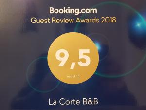 Certifikát, hodnocení, plakát nebo jiný dokument vystavený v ubytování La Corte B&B