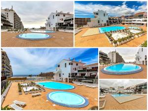 a collage of four pictures of a swimming pool at Apartmento Parque Royale I in Adeje