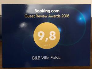 Certifikát, ocenenie alebo iný dokument vystavený v ubytovaní B&B Villa Fulvia