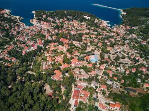 an aerial view of a city with houses and trees at Mediterranes Ferienhaus m. Terrasse in Veli Lošinj