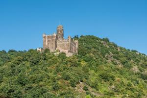 an old castle on top of a hill at Haus Stefanie in Niederburg