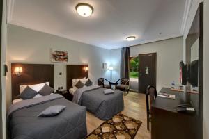 沙迦的住宿－沙迦卡爾頓酒店，酒店客房设有两张床和电视。