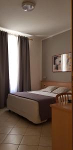 a bedroom with a large bed and a window at Hotel Astor in Pisa