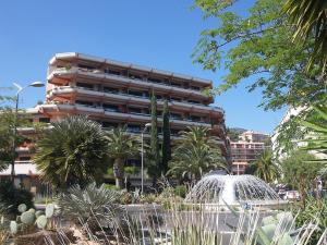 a tall building with palm trees in front of it at Studio Le Diamant by Interhome in Le Lavandou