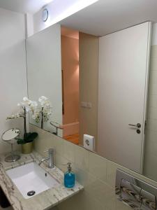 波多的住宿－ML Apartments River，一间带水槽和大镜子的浴室