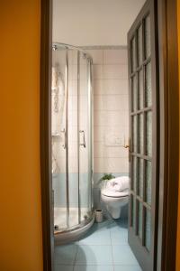 een badkamer met een douche en een toilet bij Casa Araucana - WelcHome in Cannobio