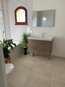 a bathroom with a sink and a mirror and a toilet at Bed & Breakfast Les LILLAS in Saint-Jeannet +22 photos