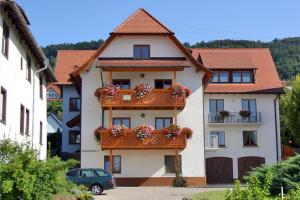 a building with flower boxes on the balconies of it at Haus Widenhorn in Sipplingen
