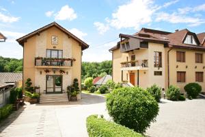 a house in the middle of a courtyard at Pensiune Diana in Baile Felix