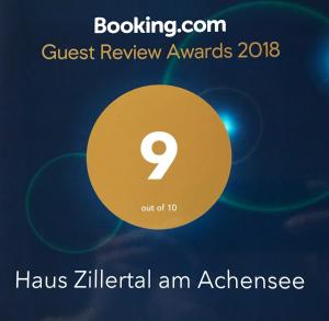 Certifikát, ocenenie alebo iný dokument vystavený v ubytovaní Haus Zillertal am Achensee