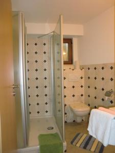 a bathroom with a shower and a toilet at Ferienwohnungen Federleicht in Titisee-Neustadt +28 photos