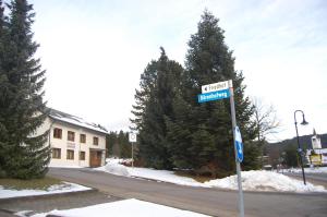 a street sign on the side of a street at Ferienwohnungen Federleicht in Titisee-Neustadt