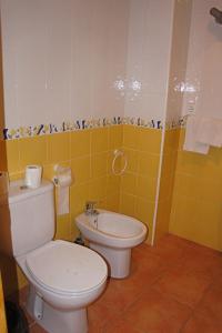 bagno con servizi igienici bianchi e lavandino di APARTAMENTOS ALBANTA ad Alhama de Almería