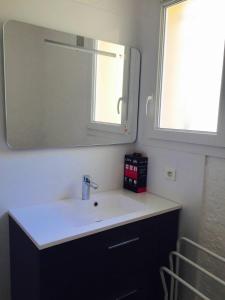 a bathroom with a sink and a mirror at San Ciprianu in Porto-Vecchio