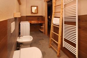 a bathroom with a toilet and a sink and a ladder at Eydappartamenti in Sauze dʼOulx