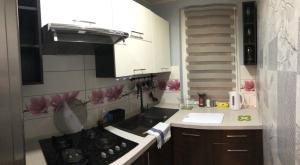 una piccola cucina con piano cottura e lavandino di Apartament na Zielonej parter a Kędzierzyn-Koźle
