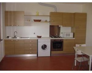 een keuken met een wastafel en een wasmachine bij Tre Cipressi in Pontassieve