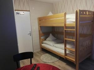 Pokój z 2 łóżkami piętrowymi i drabiną w obiekcie Apart Family Schweng w mieście Tux