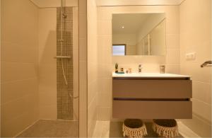 W łazience znajduje się umywalka i prysznic. w obiekcie SARL valinco locations w mieście Olmeto