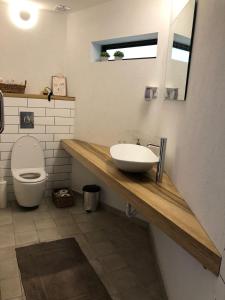 a bathroom with a sink and a toilet at A secret Oasis in Eilat +3 photos