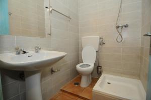 La salle de bains est pourvue de toilettes et d'un lavabo. dans l'établissement Rossio, à Albufeira