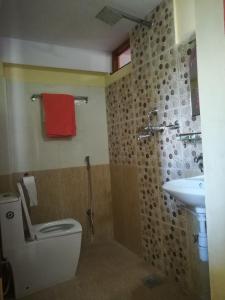 uma casa de banho com um WC e um lavatório em Mountain Guesthouse em Bhaktapur