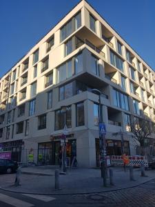 a large building on the corner of a street at Appt Berlin in Berlin