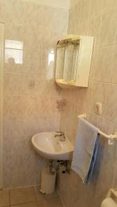 a bathroom with a sink and a mirror at Apartmani Ante in Posedarje