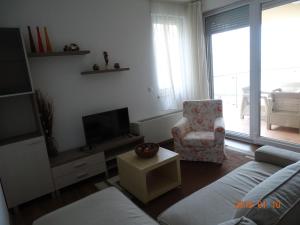 Televízia a/alebo spoločenská miestnosť v ubytovaní GaleriusBeach Deluxe Apartment