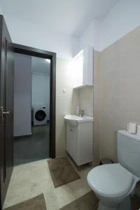 a bathroom with a toilet and a sink at Rezident militari in Chiajna