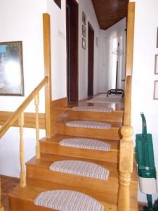 un conjunto de escaleras en una casa con un vacío verde en Krk Apartmani Pepina, en Krk